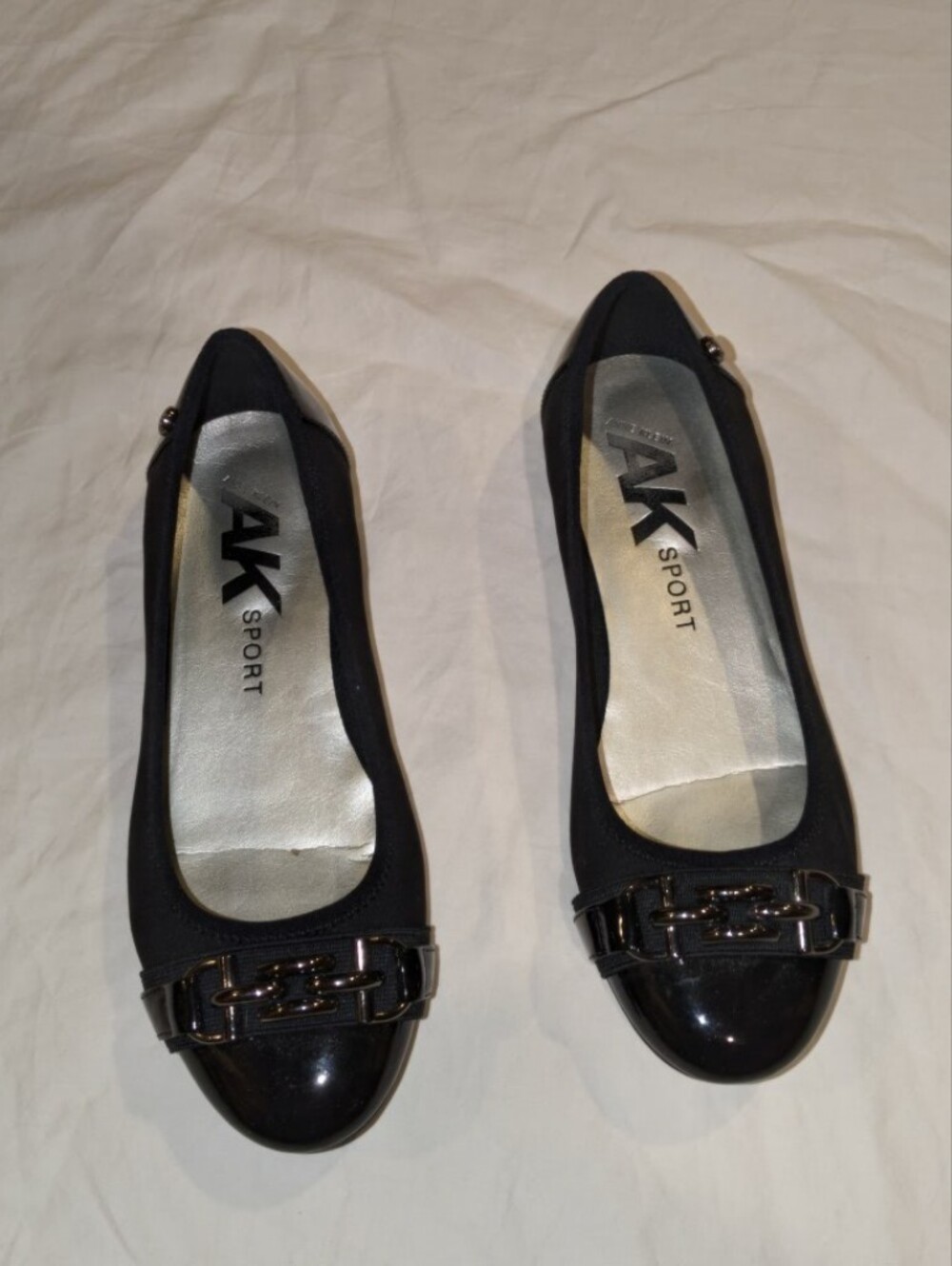 Anne Klein Black Women's Ballet Flats with Metallic Accent